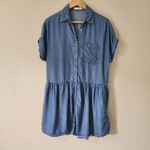 MNG Mango Chambray Denim Shirt Dress